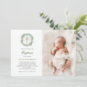 Waterverf groen en gouden kruis | Fotodoop Kaart (Staand voorkant)