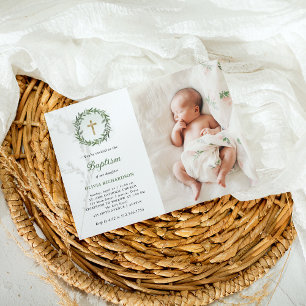 Waterverf groen en gouden kruis   Fotodoop Kaart