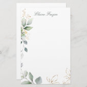 Waterverf groen- en goudfoliën briefpapier (Voorkant / Achterkant)