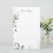 Waterverf groen- en goudfoliën briefpapier (Staand voorkant)