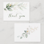 Waterverf groen en goudfoliën Dank je wel Notitiekaartje (Voorkant / Achterkant)