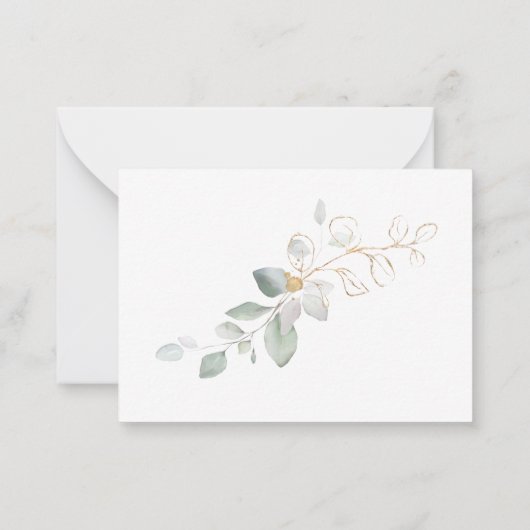 Waterverf groen en goudfoliën Dank je wel Notitiekaartje (Achterkant)