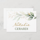 Waterverf groen en goudfoliën Plaats kaart (Voorkant / Achterkant)