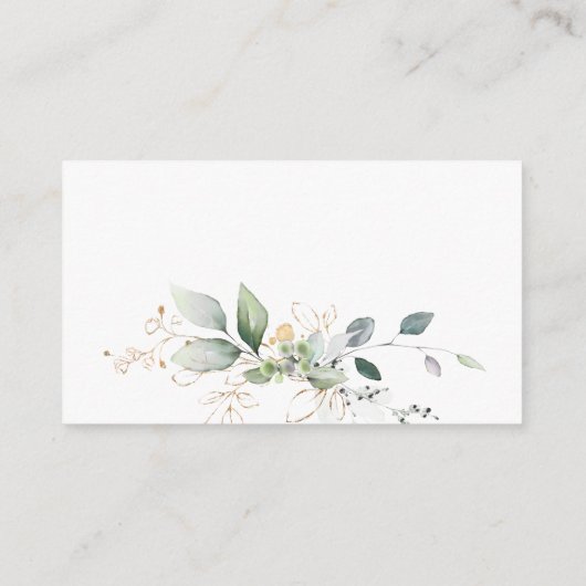 Waterverf groen- en goudfolieontvangst informatiekaartje (Achterkant)