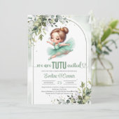 Waterverf groen en goudgroene tutu ballerina kaart (Staand voorkant)