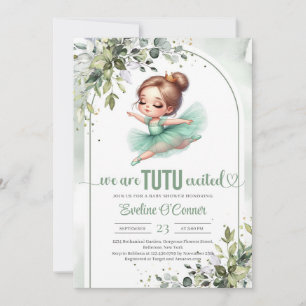 Waterverf groen en goudgroene tutu ballerina kaart