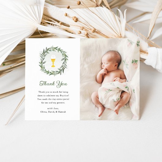 Waterverf groen en kelk | Fotodoop Bedankkaart