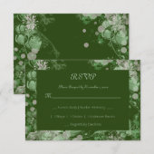 Waterverf groen en roze botanisch RSVP kaartje (Voorkant / Achterkant)