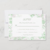 Waterverf groen en roze botanisch RSVP kaartje (Voorkant)