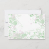 Waterverf groen en roze botanisch RSVP kaartje (Achterkant)