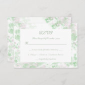 Waterverf groen en roze botanisch RSVP kaartje (Voorkant / Achterkant)