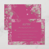 Waterverf groen en roze botanisch RSVP kaartje (Voorkant / Achterkant)