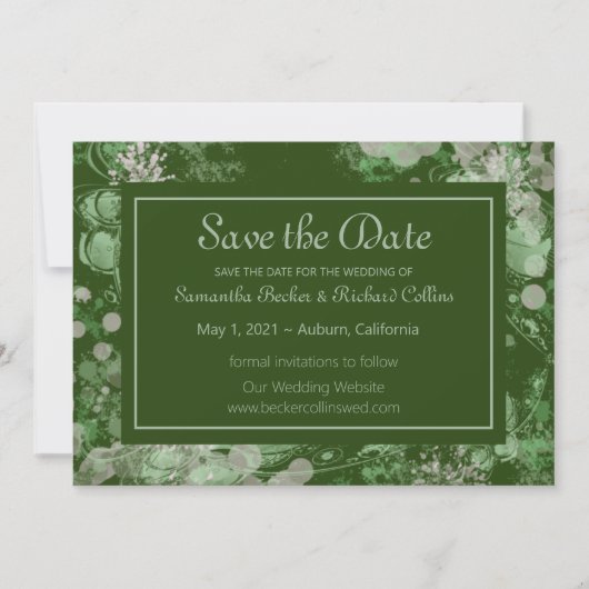 Waterverf groen en roze botanisch save the date (Voorkant)