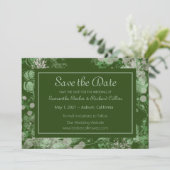 Waterverf groen en roze botanisch save the date (Staand voorkant)