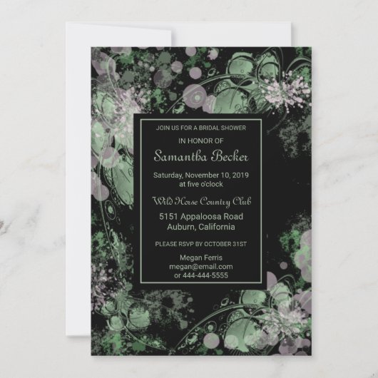 Waterverf Groen en Roze Botanisch Vrijgezellenfees Kaart (Voorkant)