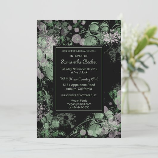 Waterverf Groen en Roze Botanisch Vrijgezellenfees Kaart (Staand voorkant)