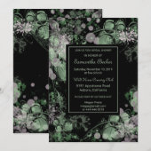 Waterverf Groen en Roze Botanisch Vrijgezellenfees Kaart (Voorkant / Achterkant)