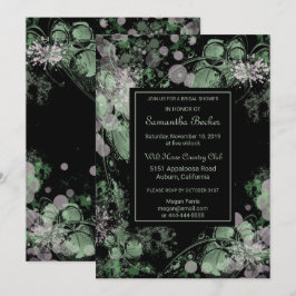 Waterverf Groen en Roze Botanisch Vrijgezellenfees Kaart