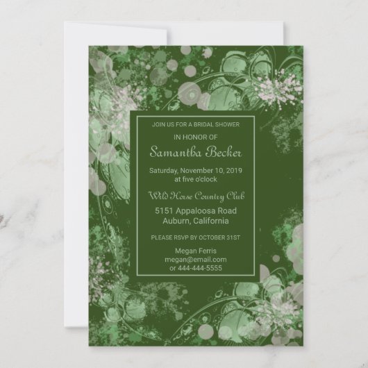 Waterverf Groen en Roze Botanisch Vrijgezellenfees Kaart (Voorkant)