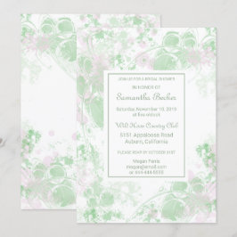 Waterverf Groen en Roze Botanisch Vrijgezellenfees Kaart