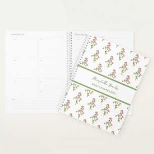 Waterverf Groen en Roze Platklok Weelijks Planner