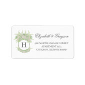 Waterverf Groen en Wit Hydrangea Crest Adres Etiket (Voorkant)