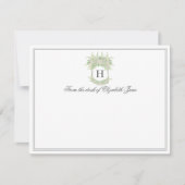 Waterverf groen en wit Hydrangea Crest bruiloft Bedankkaart (Voorkant)