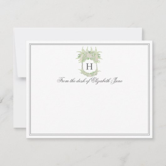 Waterverf groen en wit Hydrangea Crest bruiloft Bedankkaart (Voorkant)