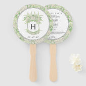 Waterverf groen en wit Hydrangea Crest bruiloft Handwaaier (Voorkant en achterkant)