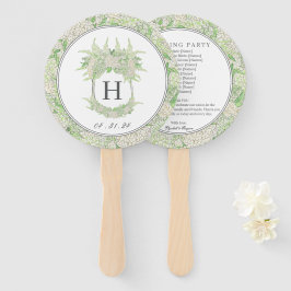 Waterverf groen en wit Hydrangea Crest bruiloft Handwaaier