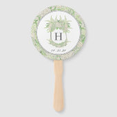 Waterverf groen en wit Hydrangea Crest bruiloft Handwaaier (Voorkant)