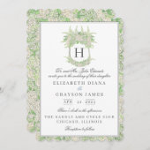 Waterverf groen en wit Hydrangea Crest bruiloft Kaart (Voorkant / Achterkant)