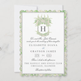 Waterverf groen en wit Hydrangea Crest bruiloft Kaart