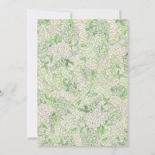 Waterverf groen en wit Hydrangea Crest bruiloft Kaart (Achterkant)