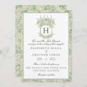 Waterverf groen en wit Hydrangea Crest bruiloft Kaart (Voorkant / Achterkant)