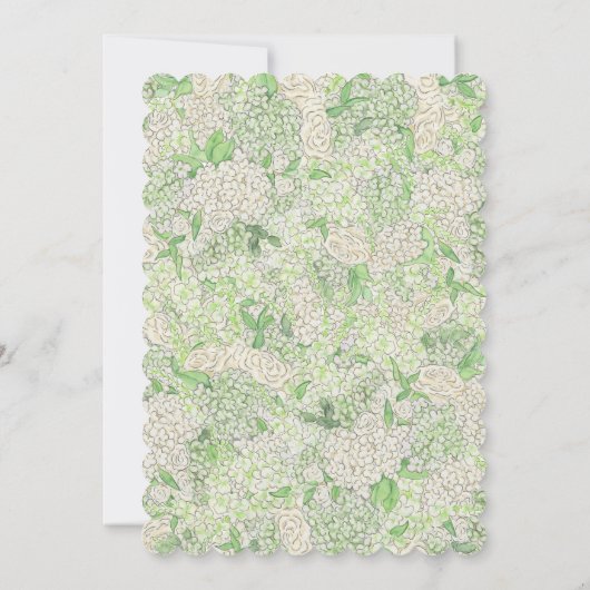 Waterverf groen en wit Hydrangea Crest bruiloft Kaart (Achterkant)