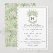 Waterverf groen en wit Hydrangea Crest bruiloft Kaart (Voorkant / Achterkant)