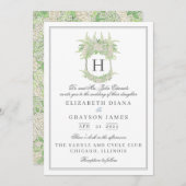 Waterverf groen en wit Hydrangea Crest bruiloft Kaart (Voorkant / Achterkant)