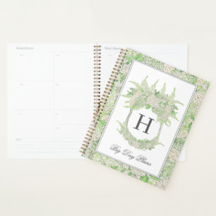 Waterverf groen en wit Hydrangea Crest bruiloft Planner
