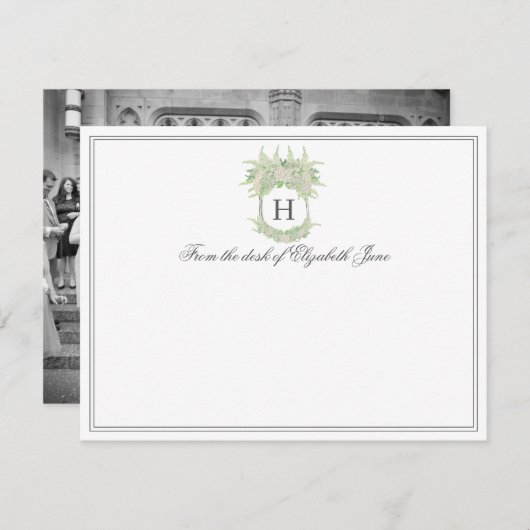 Waterverf groen en wit Hydrangea Crest Foto Bedankkaart (Voorkant / Achterkant)