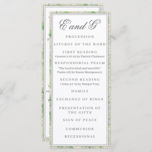 Waterverf groen en wit Hydrangea Crest-programma Menu (Voorkant / Achterkant)