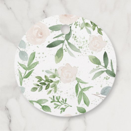 Waterverf groen en witte bloem dank u bedankjes labels (Achterkant)