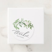 Waterverf groen en witte bloem dank u bedankjes labels (In situ)