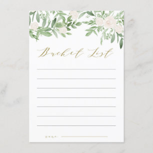 Waterverf groen en witte bloemen bucket list informatiekaartje