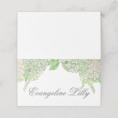 Waterverf groen en witte hortensia crest bruiloft plaatskaartje (Buitenkant ongevouwen)
