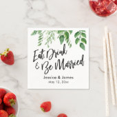 Waterverf Groen Eten, Drinken en getrouwd zijn Servet (Insitu)