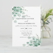 Waterverf Groen Eucalyptus Bloemen Bladergroen Bru Kaart (Staand voorkant)