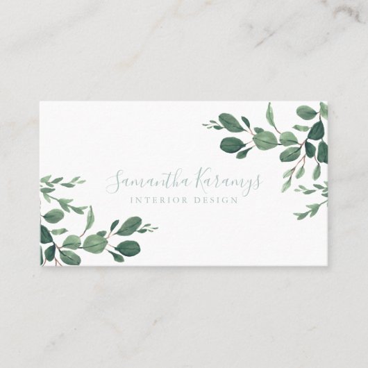 Waterverf groen Eucalyptus laat elegant Contactkaartje (Voorkant)