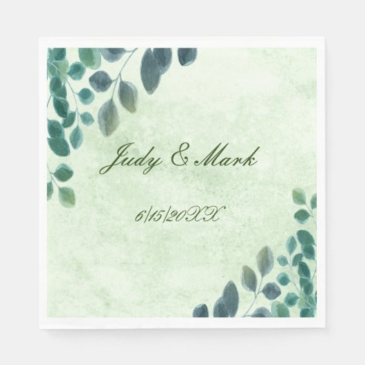 Waterverf groen Eucalyptus laat papieren servet (Voorkant)