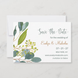 Waterverf groen, eucalyptus Save the Date